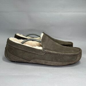 UGG Ascot Slippers Men's 13 Grey Suede Slip On Shearling Indoor Outdoor Shoes